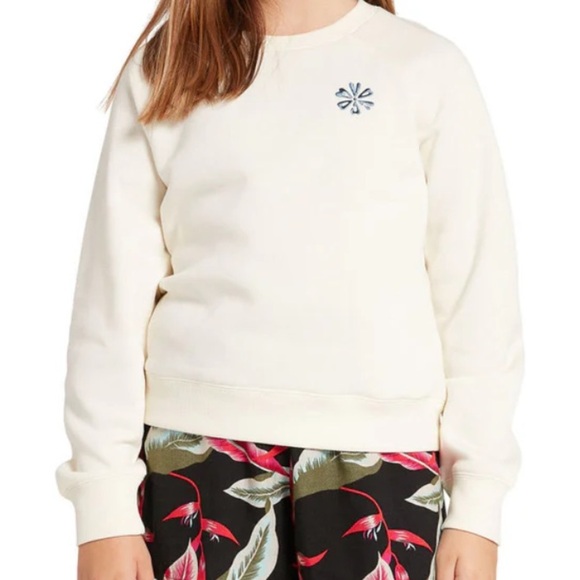 Cream Sweatshirt with Blue Floral Embroidery - Picture 1 of 6
